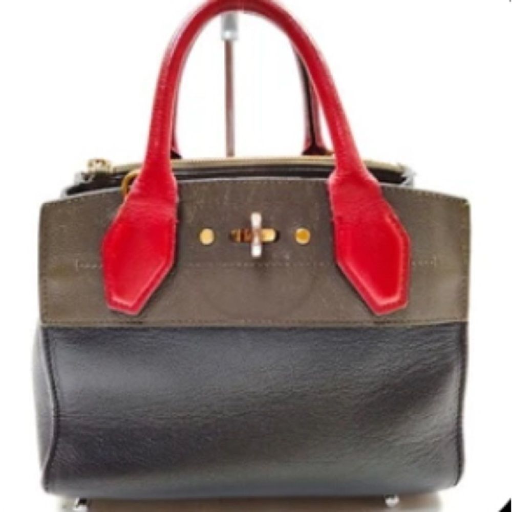 LOUIS VUITTON Tricolor Olive Green Black Red Mini LV City Steamer Bag